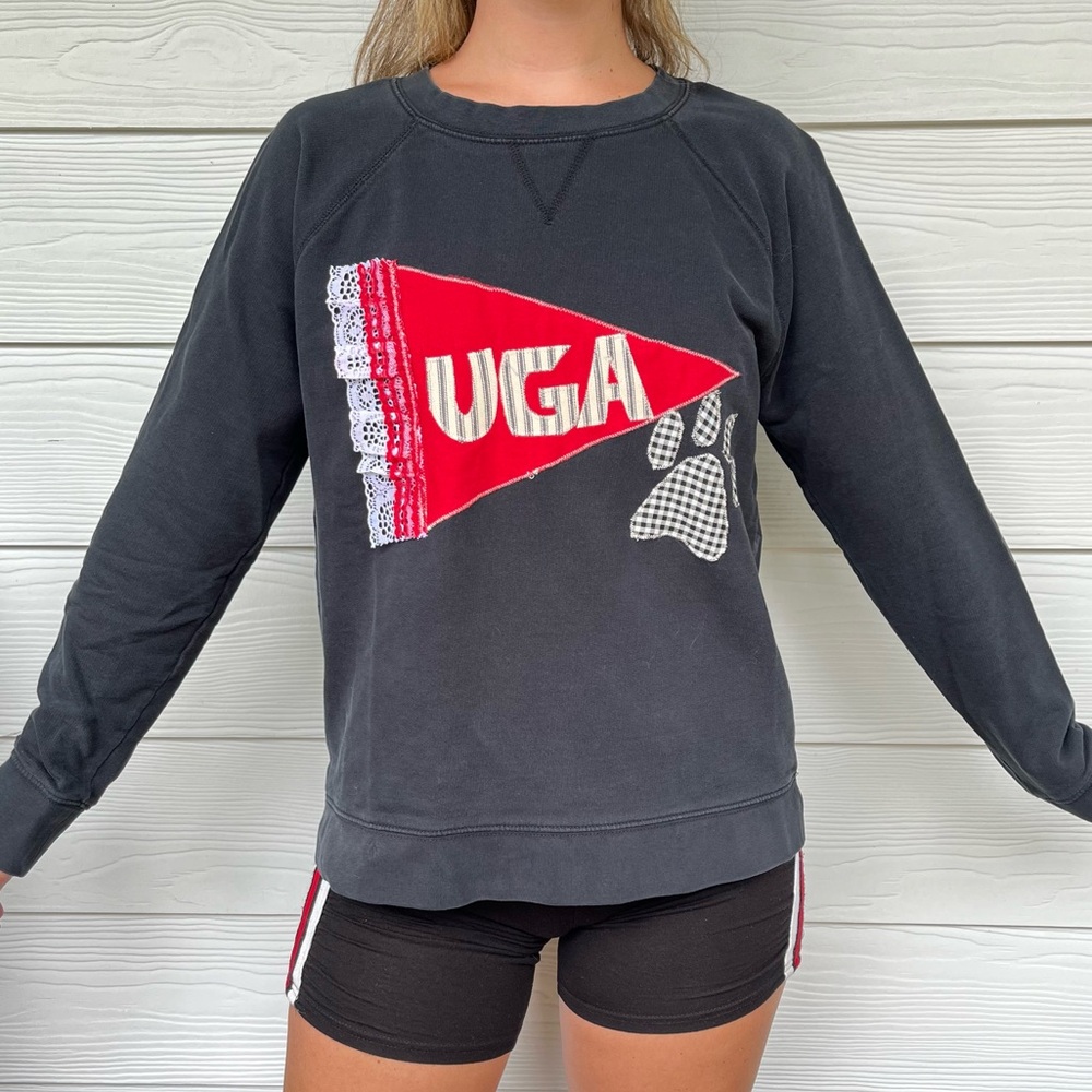 Georgia Bulldogs patchwork applique UGA sweatshirt